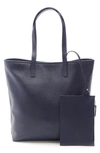 Royce New York Personalized Tall Tote & Wristlet In Navy Blue - Deboss