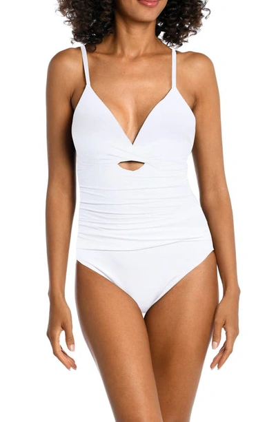 La Blanca Island Goddess Twist One Piece Swimsuit In White