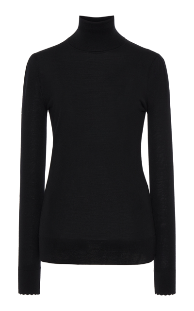 Chloé Turtleneck Superfine Wool Knit Jumper In Black