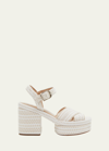 Chloé Odina Woven Platform Sandals In White