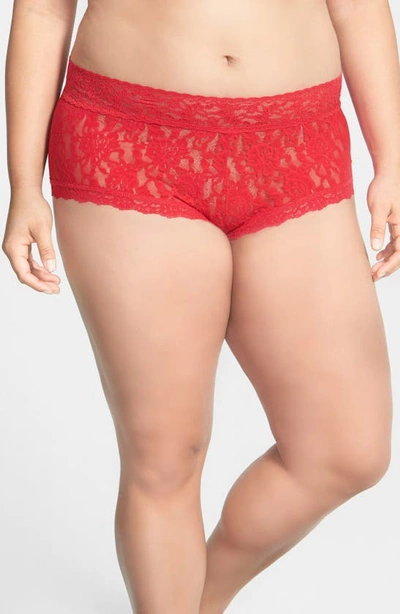 Hanky Panky Stretch Lace Boyshorts In Red