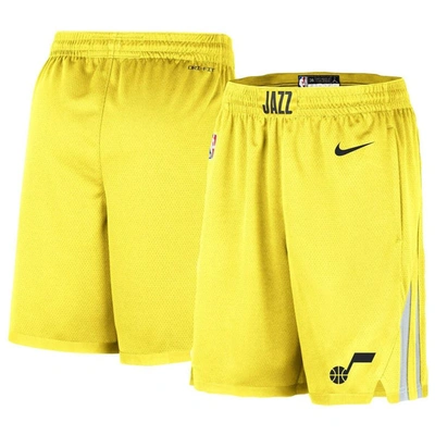 Nike Utah Jazz Icon Edition  Men's Dri-fit Nba Swingman Shorts In Yellow