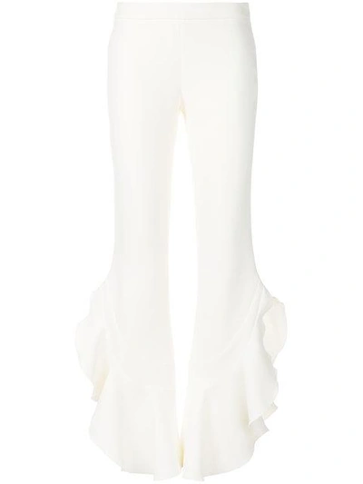 Giambattista Valli Ruffled Hem Cropped Trousers - White