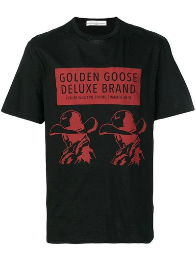 Golden Goose Printed Logo T In Black