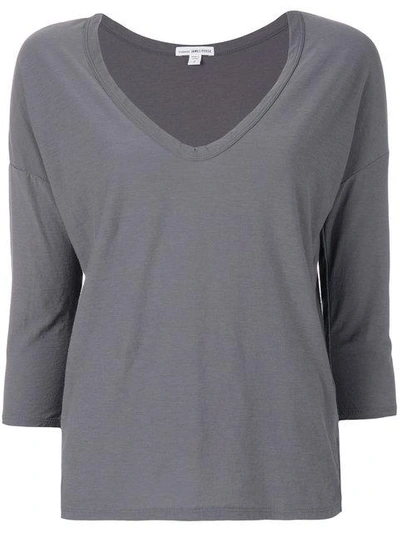 James Perse Scoop Neck T-shirt In Grey