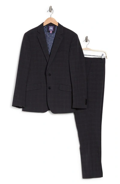 Savile Row Co Charcoal Grey Plaid Notched Lapel Suit