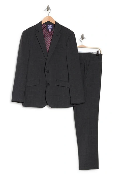 Savile Row Co Grey Multi Plaid Notched Lapel Suit