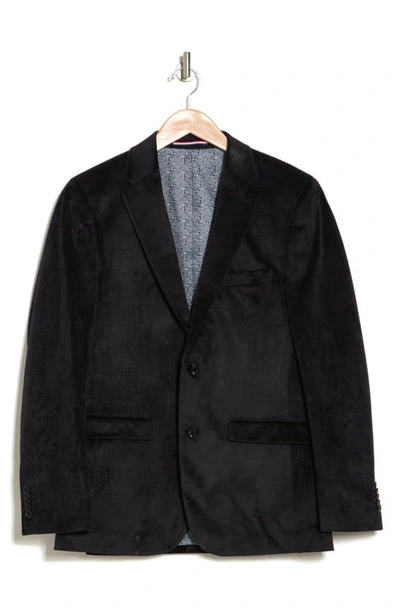Soul Of London Black Solid Velvet Two-button Notch Lapel Formal Jacket