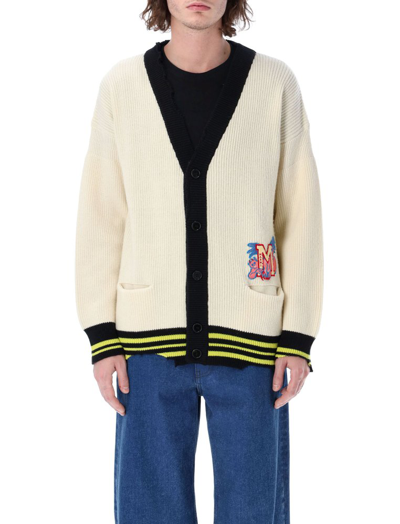 Marni Off-white Distressed Patch Cardigan In Antique White