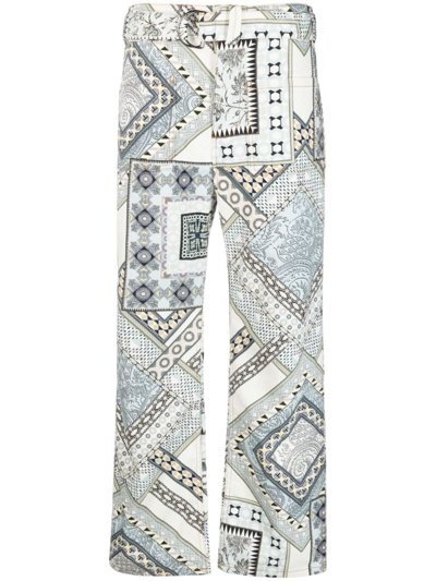 Etro Patchwork Track Trousers In Panna/azzurro