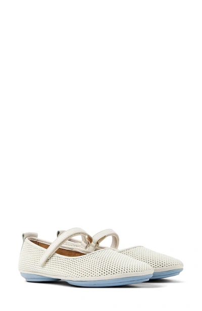 Camper Right Nina Perforated Mary Jane Flat In Ivory