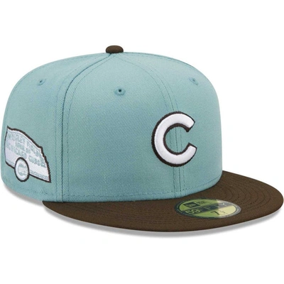 New Era Men's  Light Blue, Brown Chicago Cubs Beach Kiss 59fifty Fitted Hat In Light Blue,brown