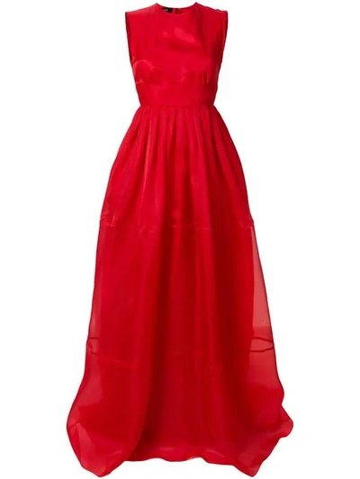Rochas Tie-neck Silk-organza Gown In Red