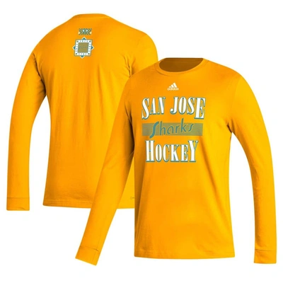 Adidas Originals Adidas Gold San Jose Sharks Reverse Retro 2.0 Fresh Playmaker Long Sleeve T-shirt