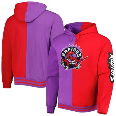 Mitchell & Ness Men's  Purple, Red Toronto Raptors Hardwood Classics Split Pullover Hoodie In Purple,red