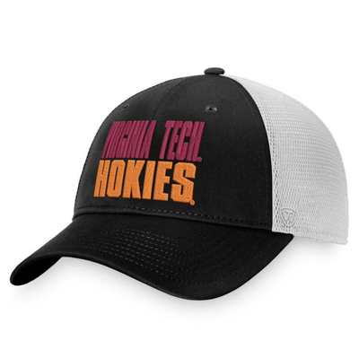 Top Of The World Men's  Black, White Virginia Tech Hokies Stockpile Trucker Snapback Hat In Black,white