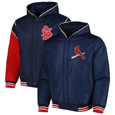 Jh Design Navy St. Louis Cardinals Reversible Fleece Full-snap Hoodie Jacket