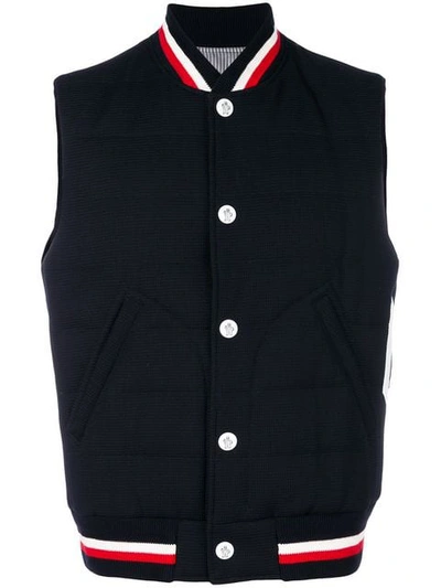 Moncler Quilted Down Wool Gilet In Blue