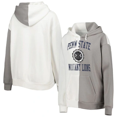 Gameday Couture Women's  Grey And White Penn State Nittany Lions Split Pullover Hoodie In Grey,white