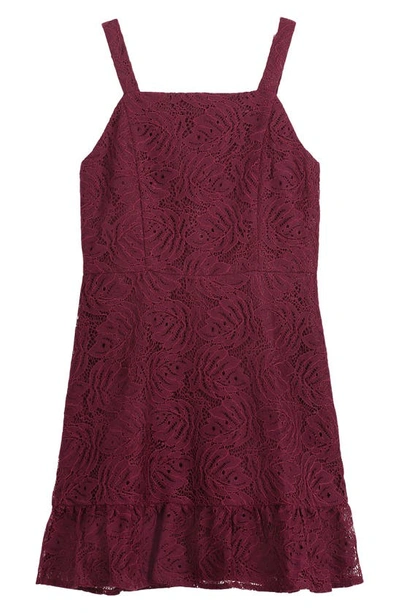 Zac Posen Kids' Girl's Lace Fit And Flare Dress In Burgundy