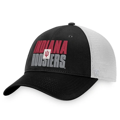 Top Of The World Men's  Black, White Indiana Hoosiers Stockpile Trucker Snapback Hat In Black,white