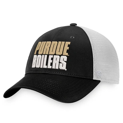 Top Of The World Men's  Black, White Purdue Boilermakers Stockpile Trucker Snapback Hat In Black,white
