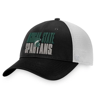 Top Of The World Men's  Black, White Michigan State Spartans Stockpile Trucker Snapback Hat In Black,white