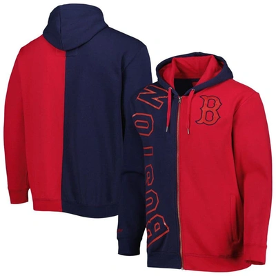 Mitchell & Ness Men's  Navy, Red Boston Red Sox Fleece Full-zip Hoodie In Navy,red