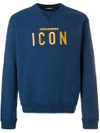 Dsquared2 Icon Printed Cotton Jersey Sweatshirt In Blu