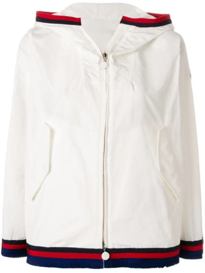 Moncler Twist Hooded Grosgrain-trimmed Shell Jacket In White