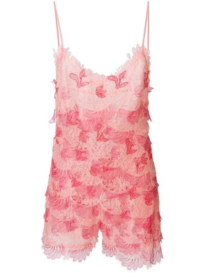 Ermanno Scervino Two Tone Layered Lace Romper In Pink