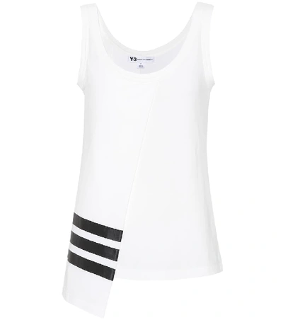 Y-3 Striped Cotton Tank Top In Bianco