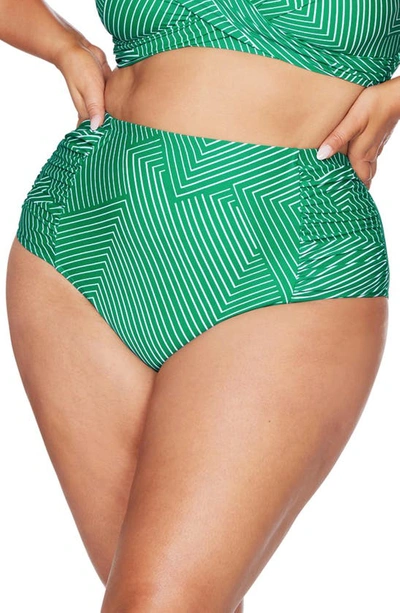 Artesands Plus Size Linear Perspective Botticelli Bikini Bottoms In Green