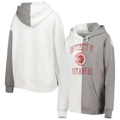 Gameday Couture Women's  Gray, White Arkansas Razorbacks Split Pullover Hoodie In Gray,white