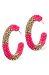 Deepa Gurnani Lana Mixed Media Hoop Earrings In Hot Pink