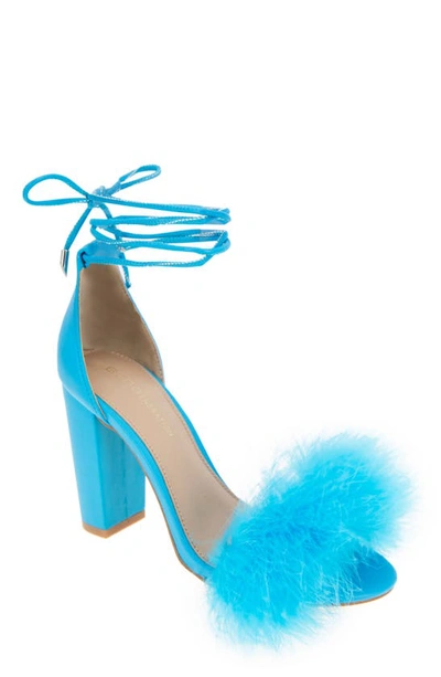 Bcbgeneration Biny Feather Ankle Strap Sandal In Electric Blue