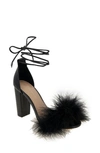 Bcbgeneration Biny Feather Ankle Strap Sandal In Black