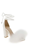 Bcbgeneration Biny Feather Ankle Strap Sandal In Cloud Dancer