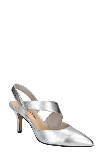 Bella Vita Arabella Slingback Pointed Toe Pump In Silver Leather