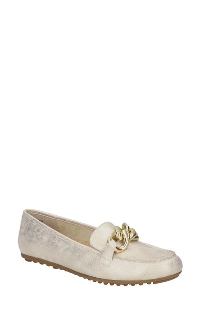 Bella Vita Womens Slip On Moc Toe Loafers In Soft Gold Metallic