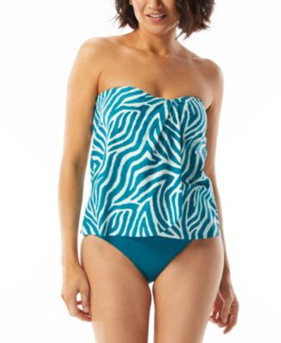 Coco Reef Womens Clarity Printed Tankini Top High Waist Bikini Bottoms In Teal