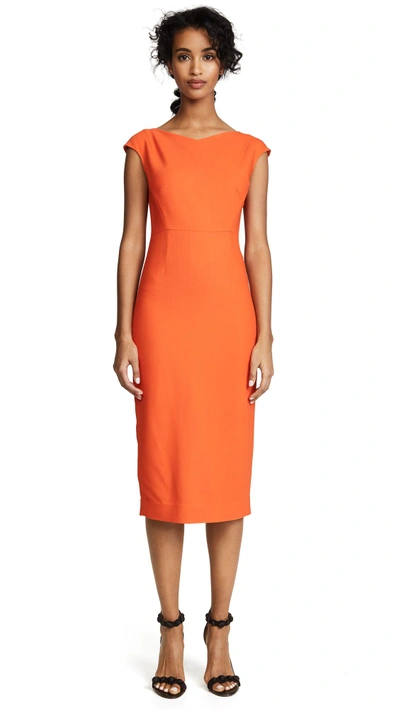 Diane Von Furstenberg Cap-sleeve Midi-length Sheath Dress In Tangerine