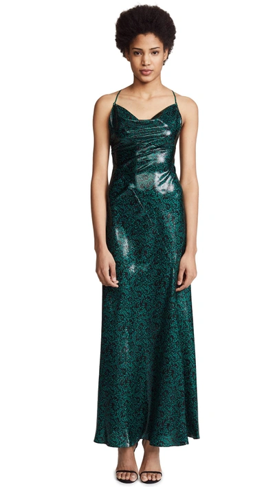 Diane Von Furstenberg Cowl Bias Gown In Windsor Juniper