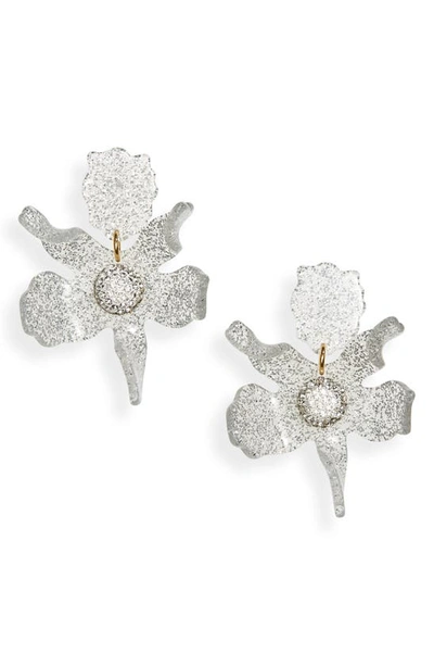 Lele Sadoughi Pave Ball Glitter Lily Drop Earrings In 14k Gold Plated In Silver