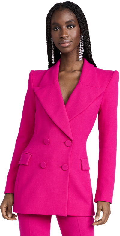 Sergio Hudson Wool Double Breasted Blazer In Peony Pink