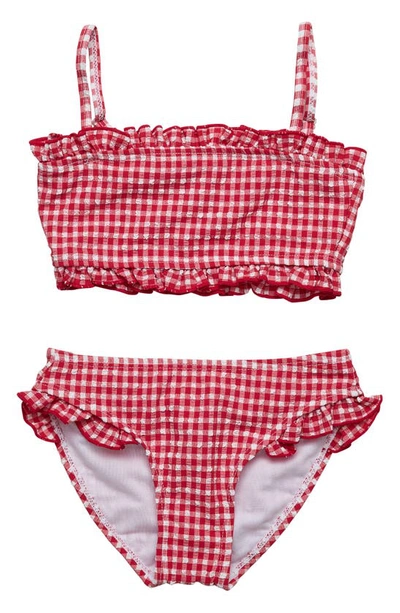 Snapper Rock Kids' Little Girl's & Girl's 2-piece Picnic Party Frilled Bandeau Bikini Set In Red