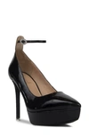 Black Suede Studio Gracie Patent Crystal-buckle Platform Pumps In Black