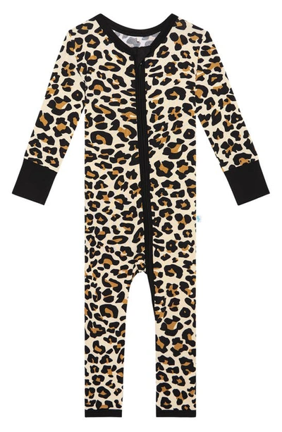 Posh Peanut Babies' Lana Leopard Fitted Convertible Footie Pyjamas In Light Beige