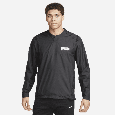 Nike Men's Long-sleeve Baseball Windshirt In Black