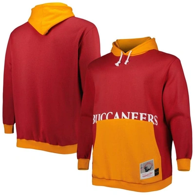 Mitchell & Ness Men's  Red, Orange Tampa Bay Buccaneers Big And Tall Big Face Pullover Hoodie In Red,orange